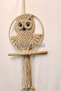 Priva Arts Premium Macrame Owl Handmade Cotton Rope Wall Hanging, Wall Decor For Home , living Room  (Off-White) -  Free Size, Off White,  Handicraft, Toran, Pack of1